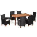 Ensemble de salle à manger - vidaxl - 7 pcs - résine tressée - bois d'acacia - noir et marron Ensemble de salle à manger - vidaxl - 7 pcs - résine tressée - bois d'acacia - noir et marron