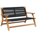 Vidaxl mobilier de jardin noir 122 x 78 x 73 cm bois dacacia massif salon de jardin ensemble de chaises ...