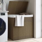 Vidaxl panier � linge avec 2 sections 53x35x57 cm r�sine tress�e 372034