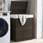 Vidaxl panier  linge avec couvercle marron fonc rsine tresse 372030