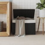 Vidaxl panier  linge avec couvercle noir 555x35x34 cm rsine tresse 372052