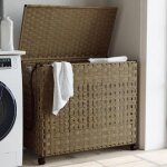 Vidaxl panier � linge avec roulettes 66x35x60 cm r�sine tress�e 372044