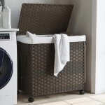 Vidaxl panier  linge avec roulettes marron fonc 60x35x60, 5 cm 372040