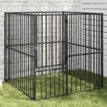Vidaxl parc pour chien 4 panneaux cage pour chien avec porte enclos pour chiens maison pour animaux de ...