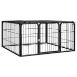 Vidaxl parc pour chien 4 panneaux noir 100x50cm acier enduit de poudre 171795 Vidaxl parc pour chien 4 panneaux noir 100x50cm acier enduit de poudre 171795