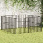 Vidaxl parc pour chien 8 panneaux, cage pour chien avec porte, enclos pour chiens, maison pour animaux ...