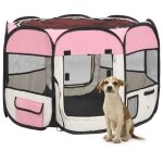 Vidaxl parc pliable pour chien avec sac de transport rose 90x90x58 cm enclos 171009