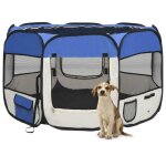 Vidaxl parc pliable pour chien avec sac de transport bleu 110x110x58 cm enclos 171014