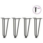 Vidaxl pieds en pingle  cheveux pour table basse 4 pices anthracite 30 cm acier massif 4012438