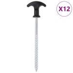 Vidaxl piquets de tente 12 pcs 17 cm 7 mm acier galvanis, piquet de sol, ancrage au sol, piquet de ...