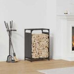 Vidaxl portant de bois chauffage noir 44x28x65 cm support � b�ches de chemin�e support � b�ches support ...