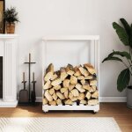 Vidaxl porte - bûches avec roulettes blanc 765x40x108cm bois massif pin 832326 Vidaxl porte - bûches avec roulettes blanc 765x40x108cm bois massif pin 832326