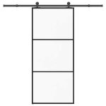 Vidaxl porte coulissante avec kit de quincaillerie 90x205 cm verre esg porte coulissante sur rail porte ...
