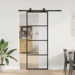 Vidaxl porte coulissante kit de quincaillerie noir 76x205 cm verre esg porte intrieure porte de grange ...