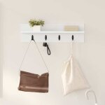Vidaxl porte - manteau mural blanc 60 x 10. 5 x 18 cm bois dingnierie