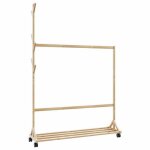 Vidaxl porte - vtements avec crochets et roulettes 100x35x157 cm bambou porte - manteau porte - manteau ...
