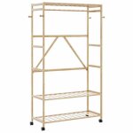 Vidaxl porte - v�tements et �tag�res et roulettes 110x40x180 cm bambou porte - manteau porte - manteau ...