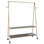 Vidaxl porte - vtements et tagres roulettes 132x455x1555cm bambou porte - manteau porte - manteau ...