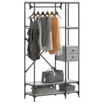 Vidaxl porte - vtements avec tagres sonoma gris bois d'ingnierie, porte - manteau, tringle  vtements, ...