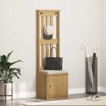 Vidaxl portemanteau sandnes 45x40x1595 cm bois massif pin banc de couloir meuble de rangement de couloir ...