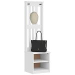Vidaxl portemanteau sandnes blanc 45x40x1595 cm bois massif pin banc de couloir meuble de rangement de ...
