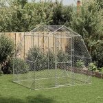 Vidaxl poulailler 25x2x225 m acier galvanis poulailler de promenade enclos  poules accessible cage ...