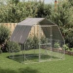 Vidaxl poulailler avec toit 25x2x225 m acier galvanis poulailler de promenade enclos  poules accessible ...
