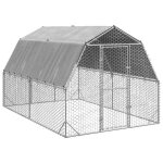 Vidaxl poulailler avec toit 25x4x225 m acier galvanis� poulailler de promenade enclos � poules accessible ...
