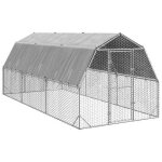 Vidaxl poulailler avec toit 25x6x225 m acier galvanis� poulailler de promenade enclos � poules accessible ...