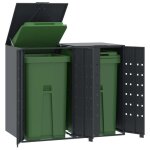Vidaxl rangement  roulettes pour poubelles pour 2 bacs anthracite rangement de poubelles rangement de ...
