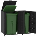 Vidaxl rangement  roulettes pour poubelles pour 2 bacs noir acier rangement de poubelles rangement de ...