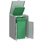 Vidaxl rangement  roulettes pour poubelles pour bac unique gris acier rangement de poubelles rangement ...