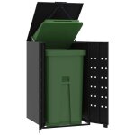 Vidaxl rangement  roulettes pour poubelles pour bac unique noir acier rangement de poubelles 4008424 ...