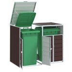 Vidaxl rangement � roulettes pour poubelles pour deux bacs acier rangement de poubelles rangement de ...