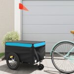 Vidaxl remorque de vélo noir et bleu 45 kg fer 94107 Vidaxl remorque de vélo noir et bleu 45 kg fer 94107