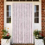 Vidaxl rideau anti - mouches gris argent� et rose 100x230 cm chenille 377366