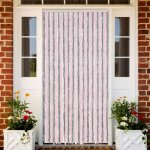 Vidaxl rideau anti - mouches gris argent� et rose 118x220 cm chenille rideau anti - mouche de porte rideau ...