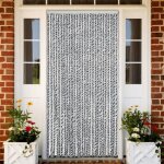 Vidaxl rideau anti - mouches gris et noir et blanc 118x220 cm chenille rideau anti - mouche de porte ...