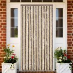 Vidaxl rideau anti - mouches marron fonc� et beige 100x220 cm chenille rideau anti - mouche de porte ...