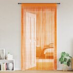 Vidaxl rideau en fils 2 pcs 140 x 250 cm orange rideau � franges rideau � passe - tringle rideau � franges ...