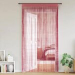 Vidaxl rideau en fils 2 pcs 140 x 250 cm rose rideau � franges rideau � passe - tringle rideau � franges ...