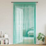 Vidaxl rideaux � fils 2 pcs turquoise 100x250 cm rideau � franges rideau � passe - tringle rideau � franges ...
