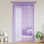 Vidaxl rideaux � fils 2 pcs violet 100x250 cm rideau � franges rideau � passe - tringle rideau � franges ...