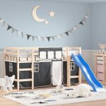 Vidaxl rideaux pour lit mezzanine blanc et noir polyester 835913