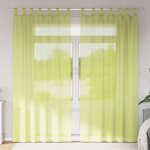 Vidaxl rideaux voilage 2 pcs vert pomme 140 x 225 cm � pattes semi - transparents 100% polyester