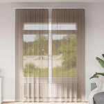 Vidaxl rideaux en voile avec boucles 2 pcs marron clair 140x260 cm rideau en filet rideau transparent ...