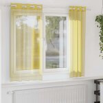 Vidaxl rideaux en voile avec ?illets 2 pcs jaune rideau en filet rideau transparent voile de fen�tre ...