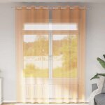 Vidaxl rideaux en voile avec ?illets 2 pcs orange 140x300 cm rideau en filet rideau transparent voile ...