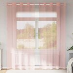 Vidaxl rideaux en voile avec ?illets 2 pcs rose 140x245 cm rideau en filet rideau transparent voile de ...