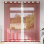 Vidaxl rideaux en voile avec ?illets 2 pcs rouge bordeaux, rideau en filet, rideau transparent, voile ...